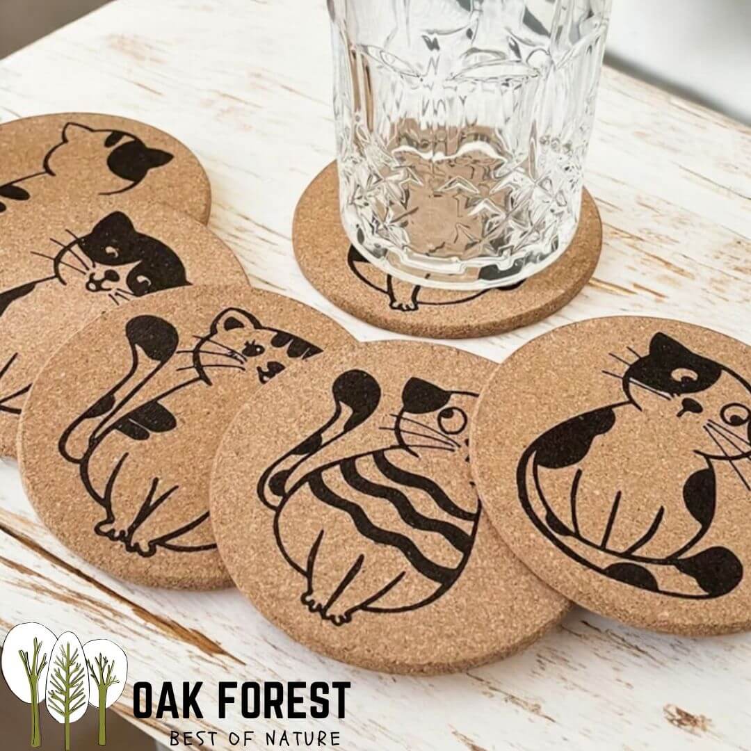 sous bock liege vegan - sous bock liège vegan portugal - sous verre en liège - dessous de verre en liège - dessous de verres en liège portugal - dessous de verre carré - sous bocks carré portugal vegan - mandala sous verre mandala portugal - Made in France - Dessous Chat - liege cats - petit chats - cadeau chat