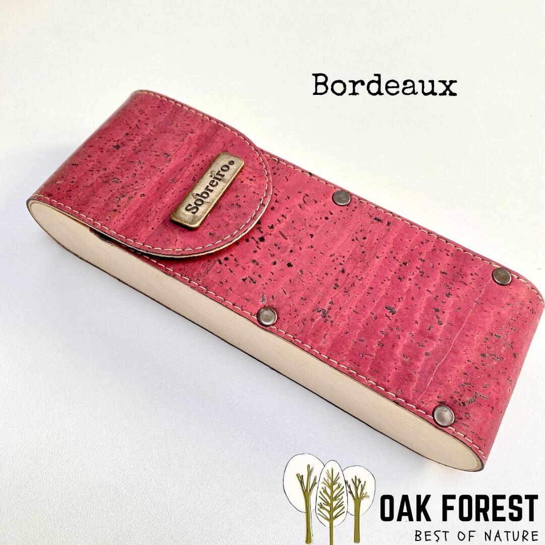 étui lunettes liège bois naturel rigide vegan bordeaux