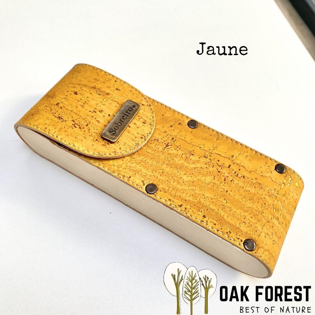 étui lunettes liège bois naturel rigide vegan jaune