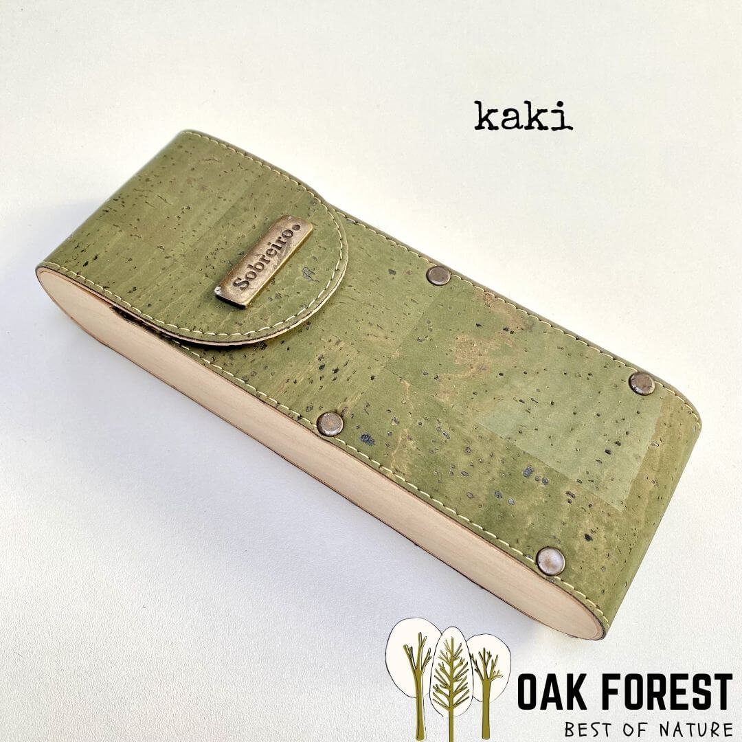 étui lunettes liège bois naturel rigide vegan vert kaki