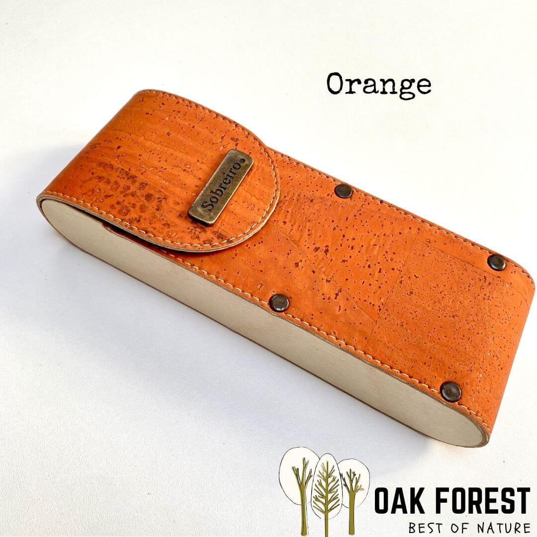 étui lunettes liège bois naturel rigide vegan orange