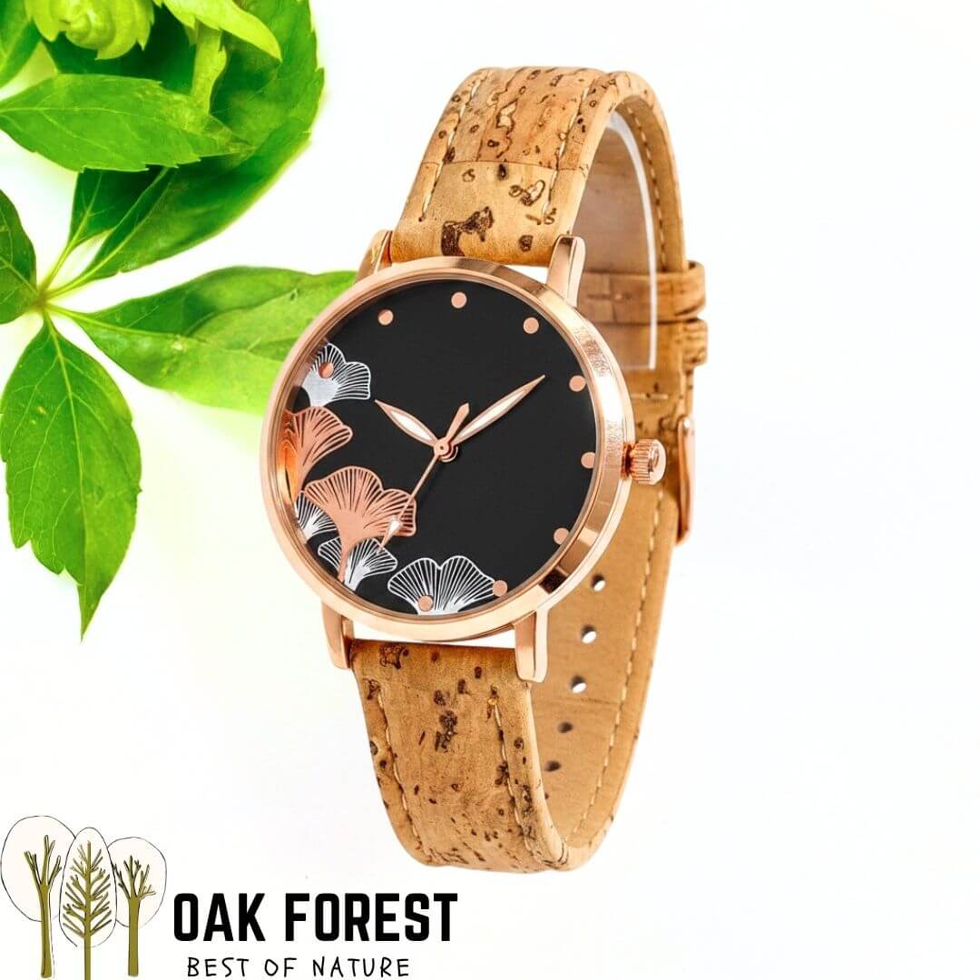 montre vegan en liege - montre liege portugal - montre cuir végétal - montre mixte - montre femme - montre homme - montre naturel pas cher - montre femme vegan en liege rose - montre blanche - montre japon - montre femme ginkgo