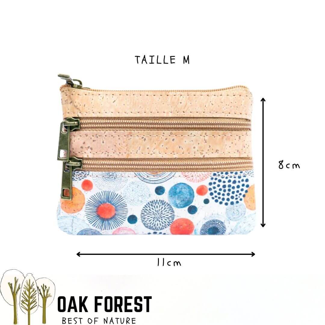 porte monnaie en liège bubble pour femme vegan taille M, dimensions