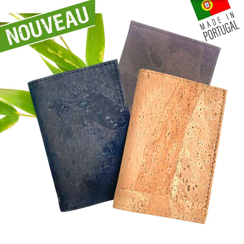 porte carte en liege - protege cartes en liege vegan - pochette pour cartes de crédit - pochette vegan en liege - range carte pour homme - portefeuille homme mini - protection cartes contre vol - RFID cartes