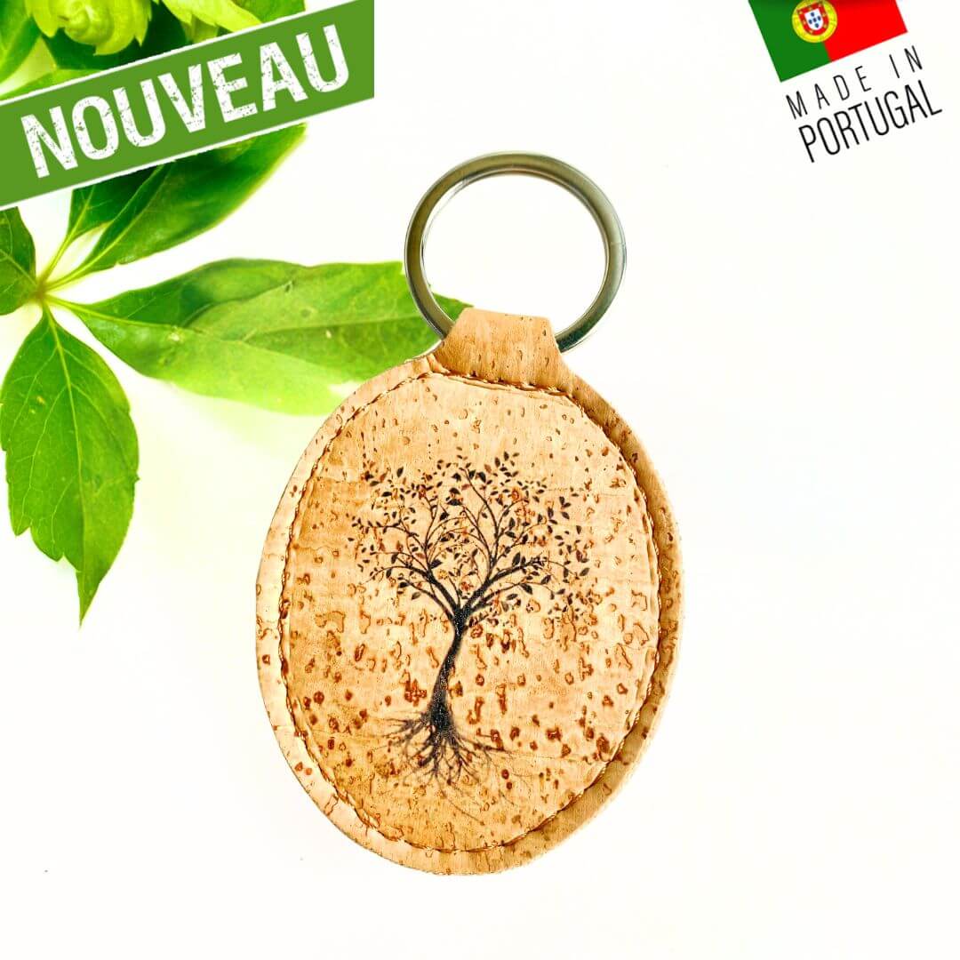 porte clé arbre de vie vegan - porte clé racine arbre - porte clé naturel en liege - porte clé portugal - idée cadeau pas cher - cadeau symbolique - porte clé anti stress - porte clés en liege - porte clé cuir végétal - idée cadeau maman - fête des mères