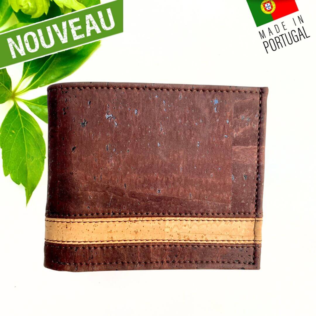 portefeuille vegan homme liège -  portefeuille compacte homme naturel - portefeuille cuir vegetal - portefeuille végétalien - portefeuille homme portugal - portefeuille fete des pères - portefeuille beige en bois -  portefeuille idée cadeaux