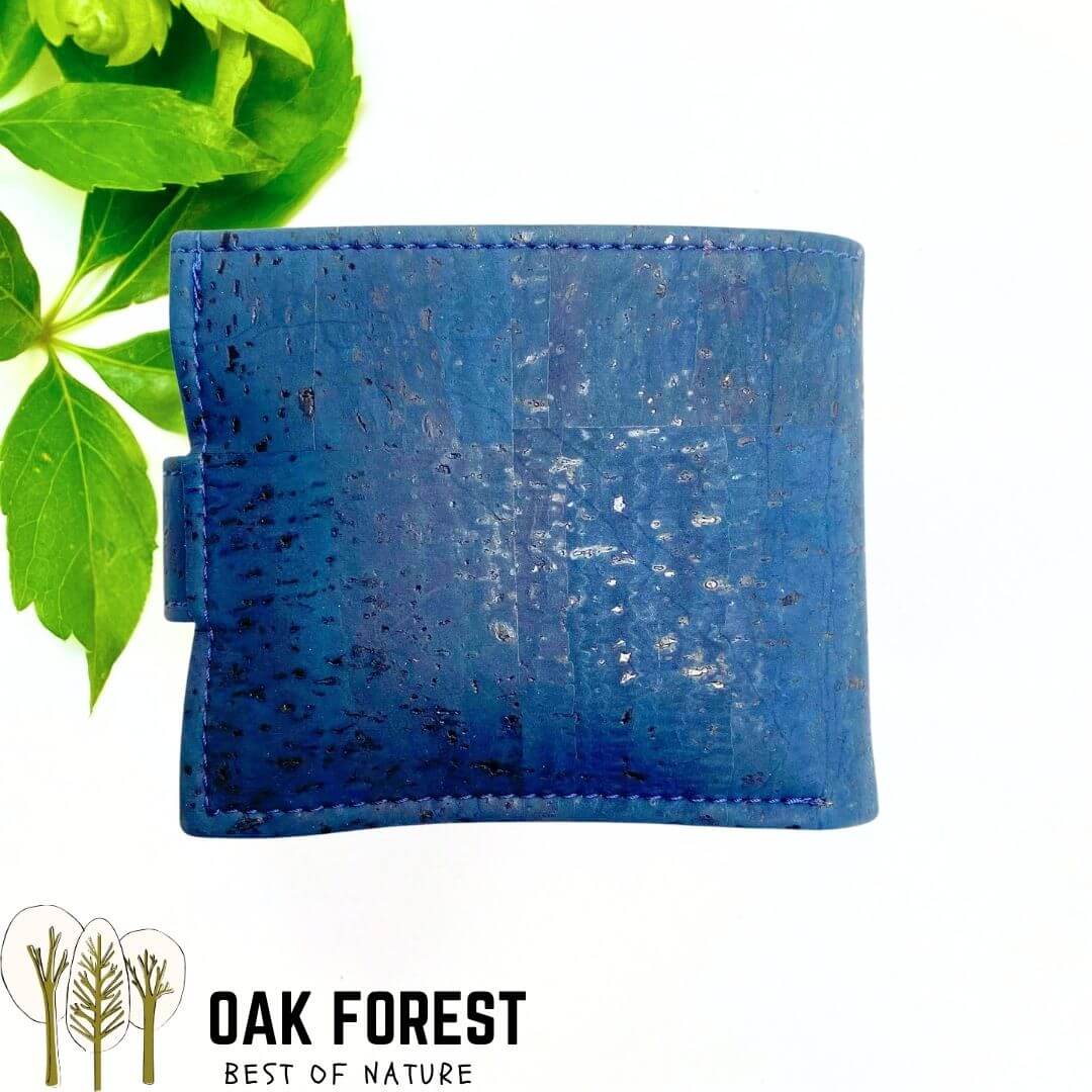 Portefeuille Dark Blue en liège bleu marine pour homme, vue arrière