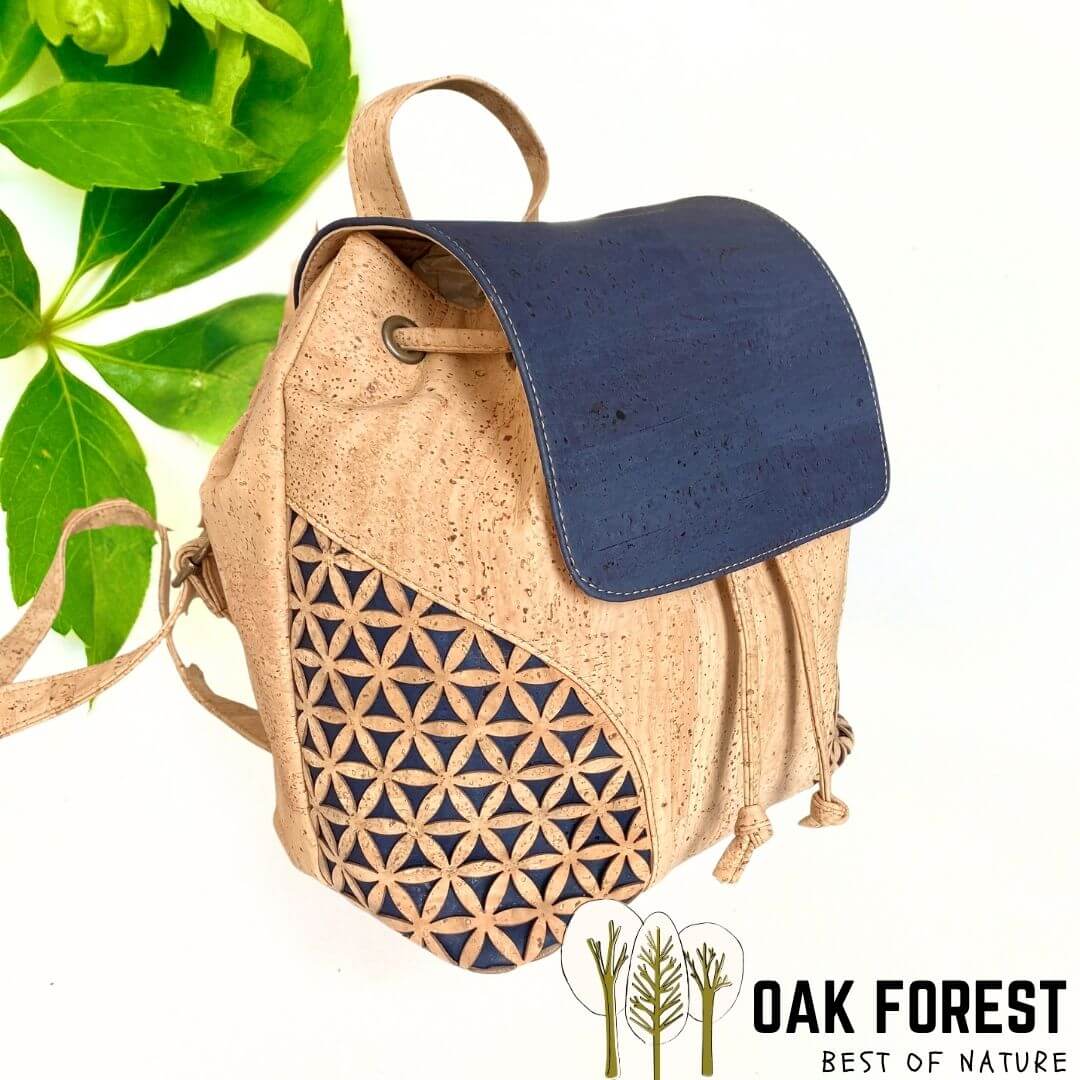 sac à dos femme liège vegan bleu marine portugal