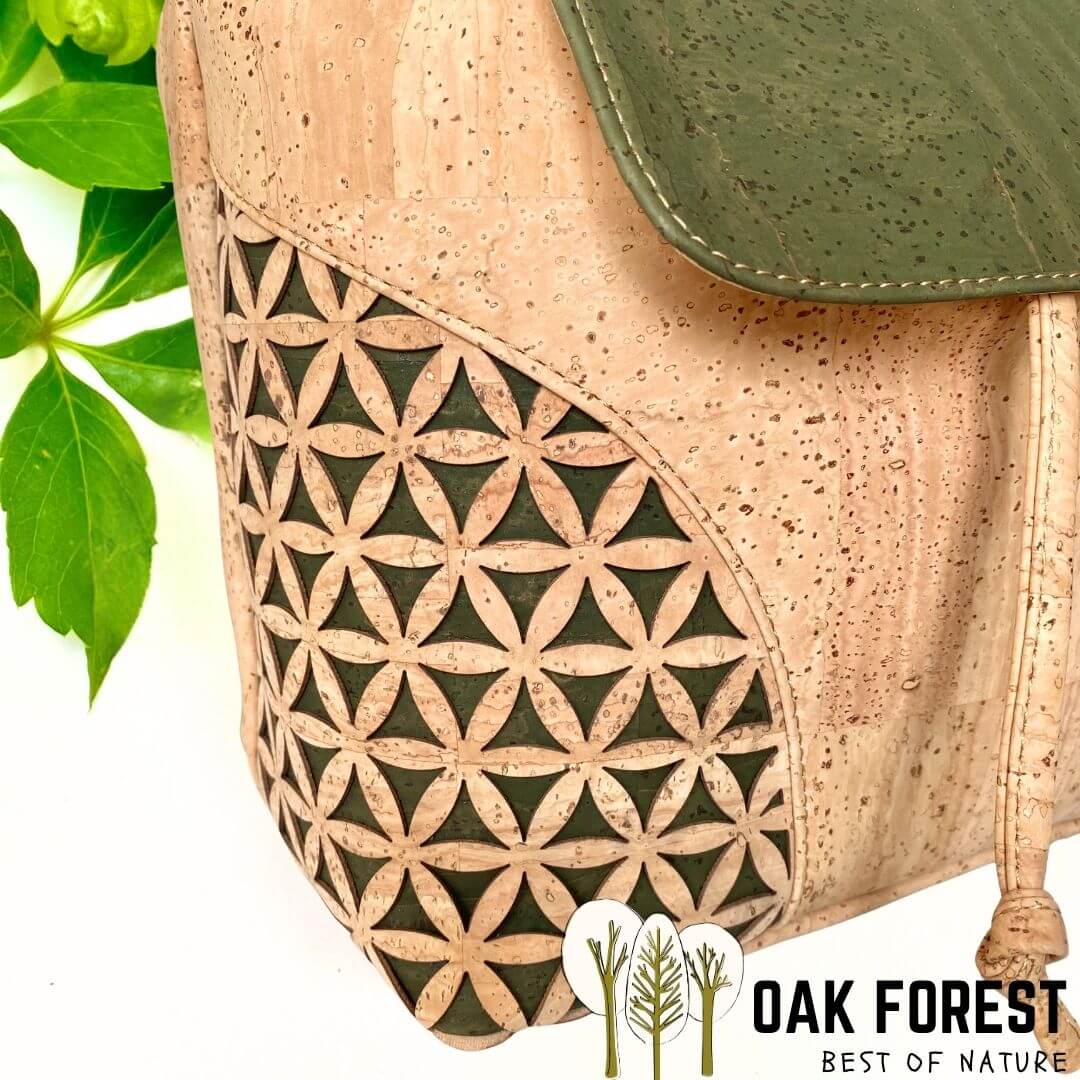 sac liège artisanal motif géométrique naturel