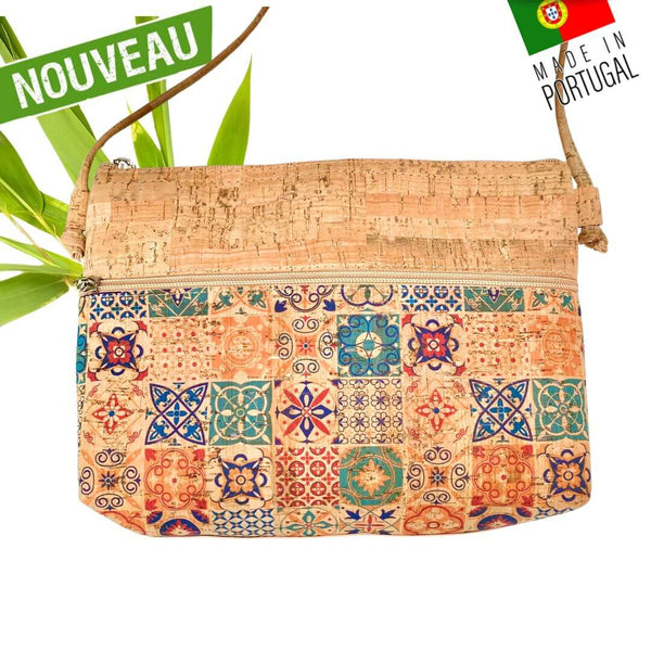 Aolaso - Sac à Dos Géométrique En Liège Naturel Pour Femme | Taille 35x35x15 Cm | Sac Vegan, Léger Et Spacieux - Beige