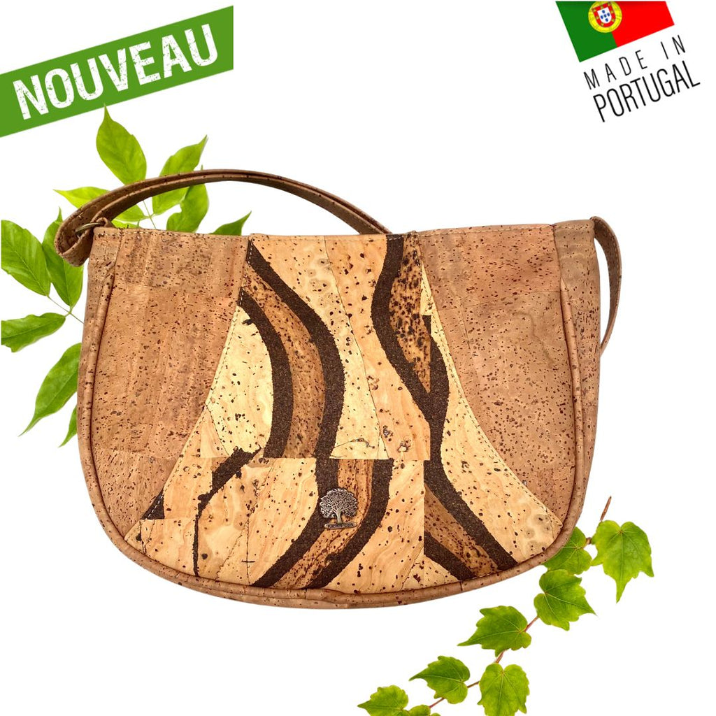 Sac Bandoulière Femme Liège Naturel Écologique Moyen Imperméable Imprimé Fleurs - Mode Casual Été Durable Marron