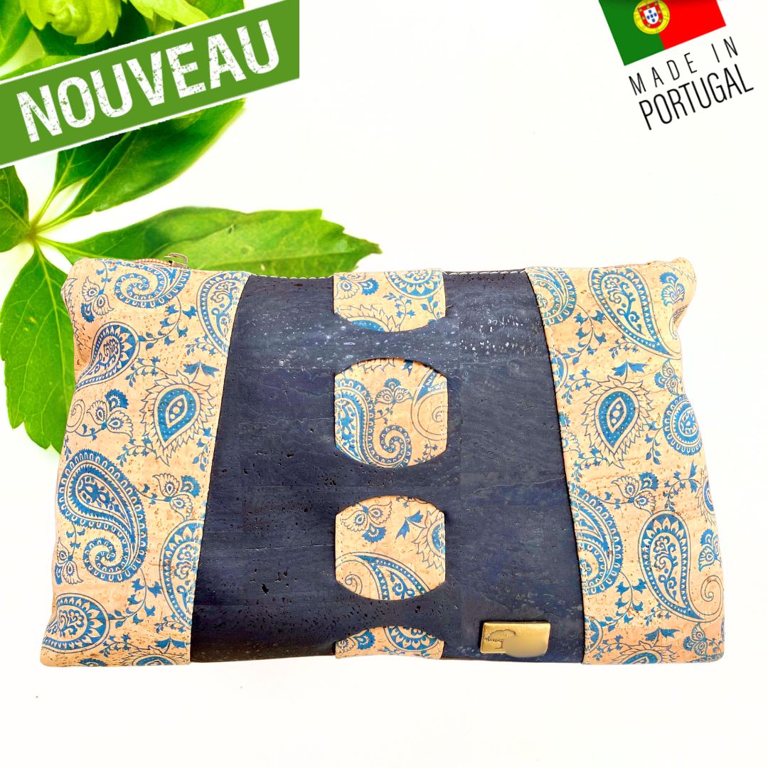 Sac bandoulière en liège "Aqua Blue"- Sac femme Vegan