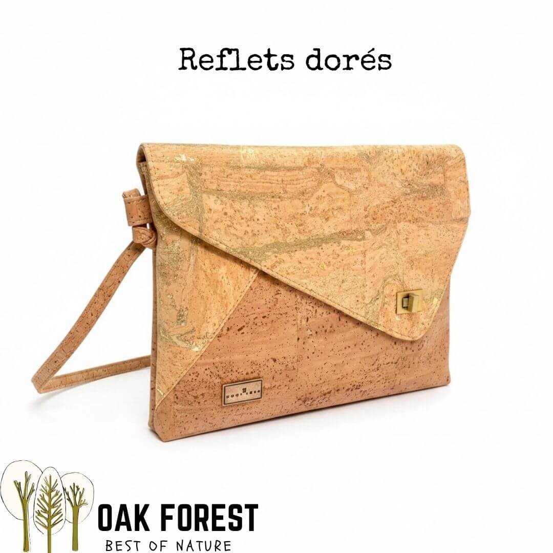 Sac bandoulière en liège "Aurore" – Pochette enveloppe, 2 coloris