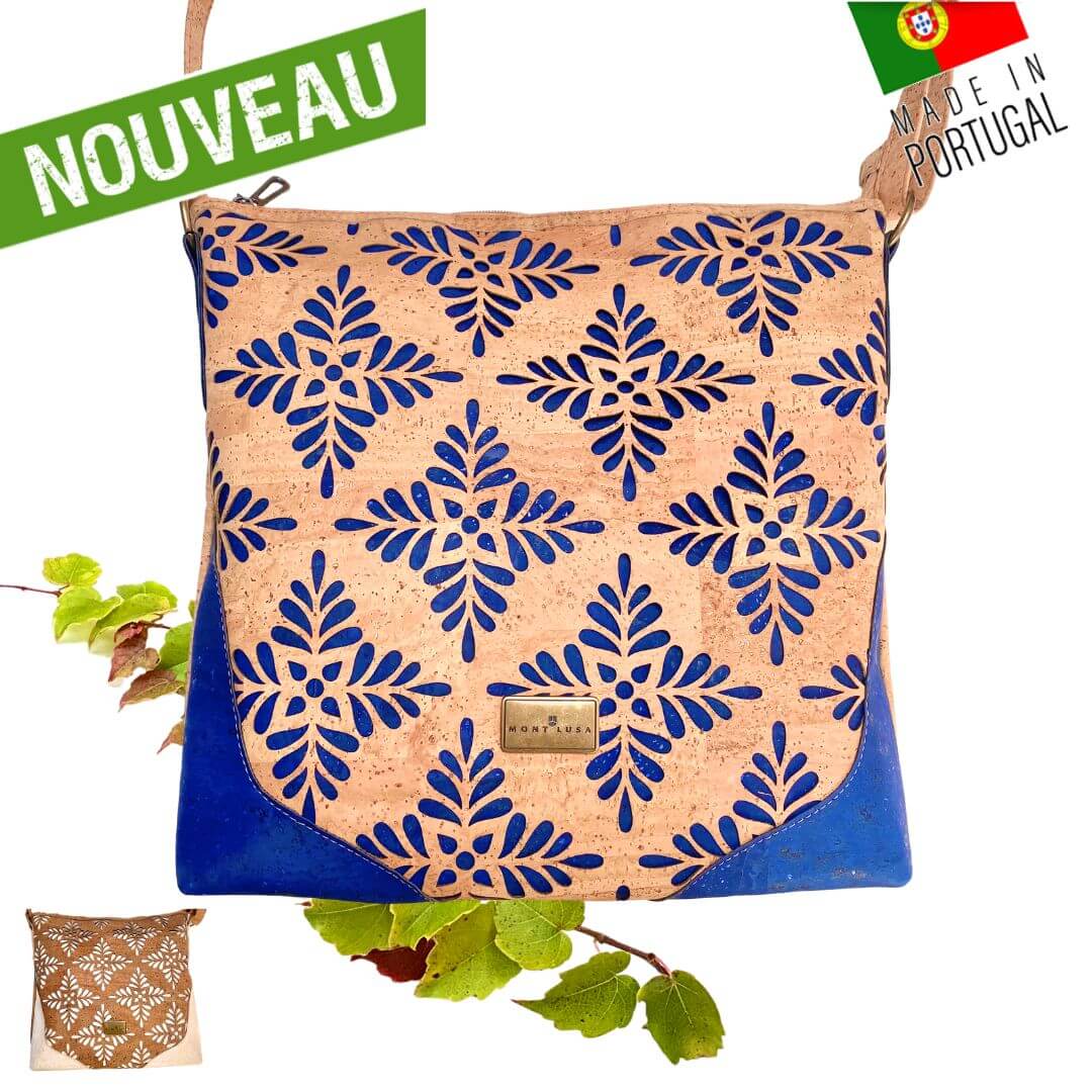 sac en liège - sac en liege - sac bandoulière en liège - sac bandouliere en liege - sac à main liège - sac bandoulière femme - sac origami - sac original - sac vegan - sac cuir végétal - sac bandoulière pas cher - sac bandoulière petit prix- sac naturel - petit sac fille - sac pratique - sac géométrique - sac femme bleu vegan - sac bleu roi - sac design laser portugal