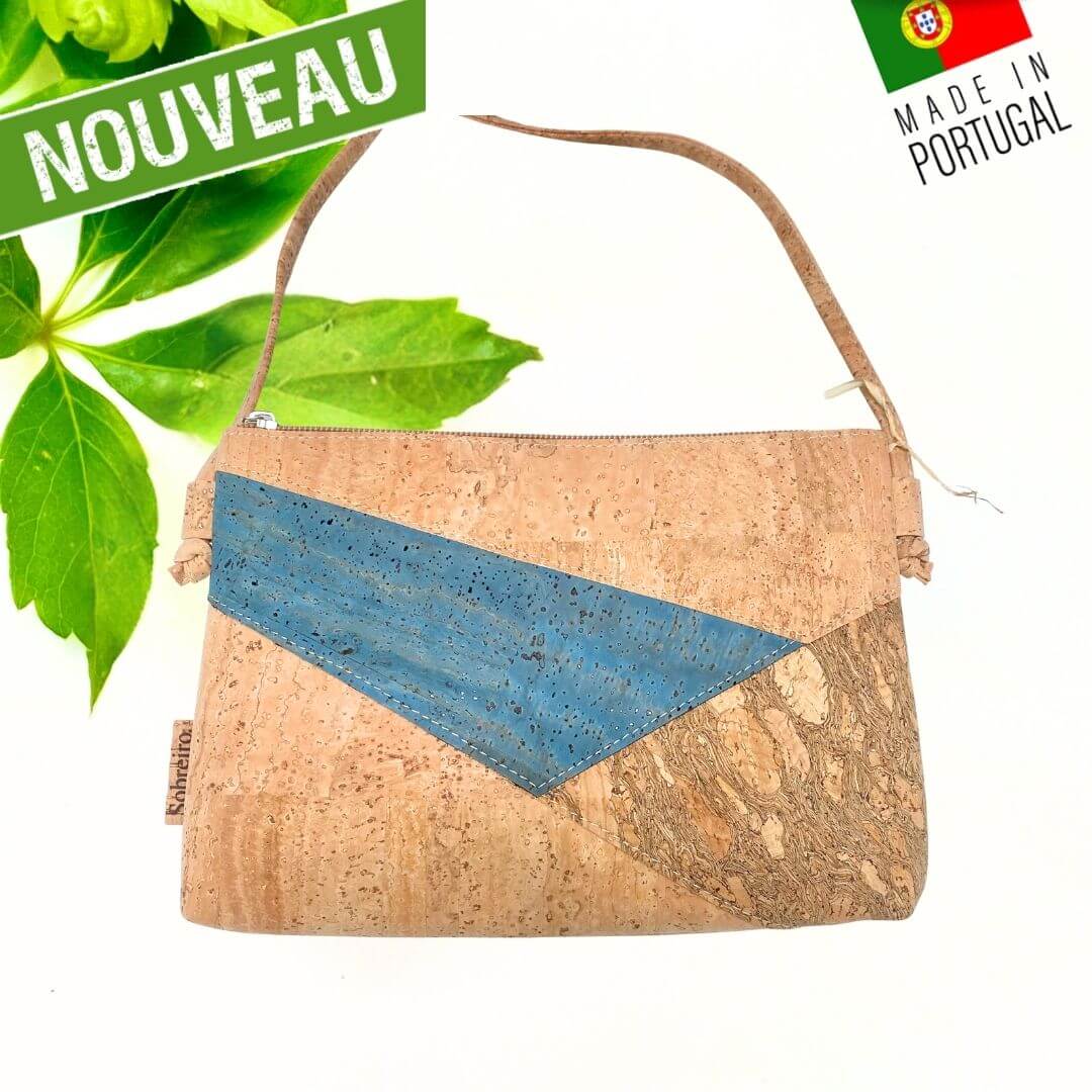 sac bandouliere vegan - sac bleu vegan -sac en liege - sac liege - sac liège - sac en liège portugal - petit sac bandouliere femme vegan - sac cuir végétal - sac cuir vegan - petit sac femme été - sac léger jeune fille - sac bleu fillette - sac à main fillette - sac rouge vegan - sac artisanal portugal - sac fait main France