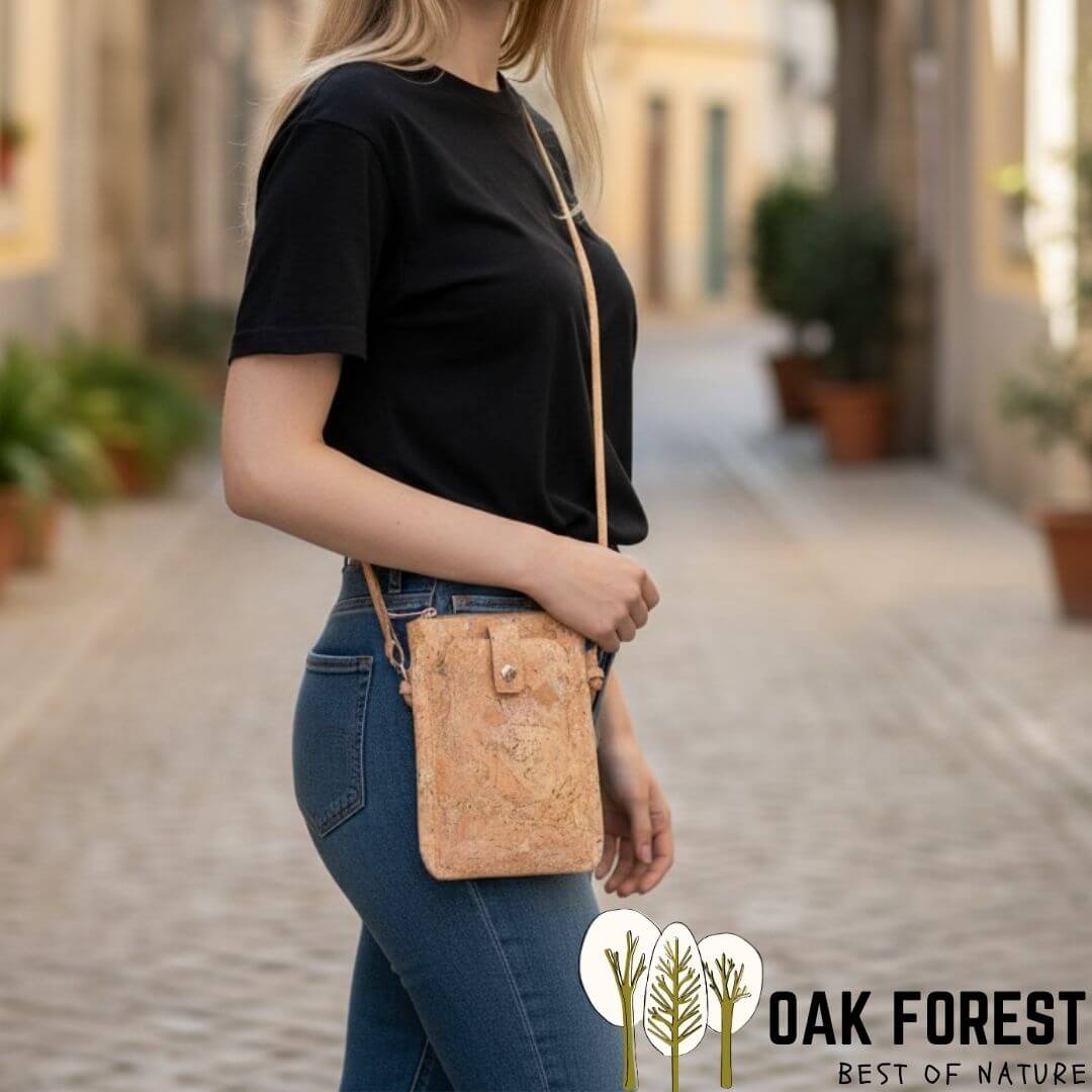 pochette vegan en liege - sac bandouliere liege - sac femme vegan - sac bandoulière en liège - sac liege portugal - pochette légère en liege - pochette cuir végétal - sac bandouliere femme vegan - petit sac léger - petit sac végétal - cuir vegan - pochette en liège