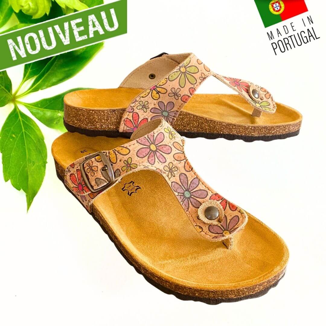 claquette vegan liege - claquettes vegan femme - claquettes vegan homme - tong vegan homme - tong vegan femme - tongs made in France - tongs made in Portugal - Tongs cuir végétal - tong en liège - tongs mixtes en liège - tong mixte - sandales en liège - sandales femme liege - Birkenstock liege - Birkenstocks liege - Birkenstock femme liège - Montado - chaussures montado - sandales montado - tongs montado- sandales fleurs