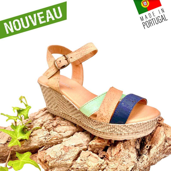 Sandales véganes vert à brides fixes - RAWA