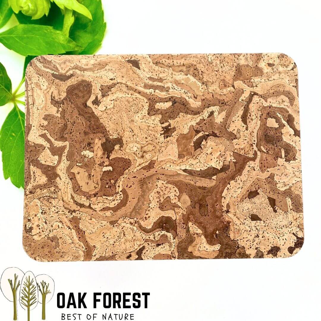 Set de table en liège naturel marbré 40x29,5 cm, vue de dessus du motif naturel