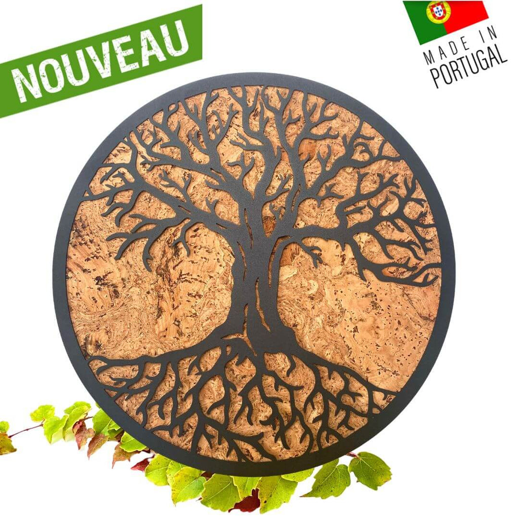 Panneau Mural Déco Extérieur Arbre De Vie En Métal Noir - 60x60cm, Neuf