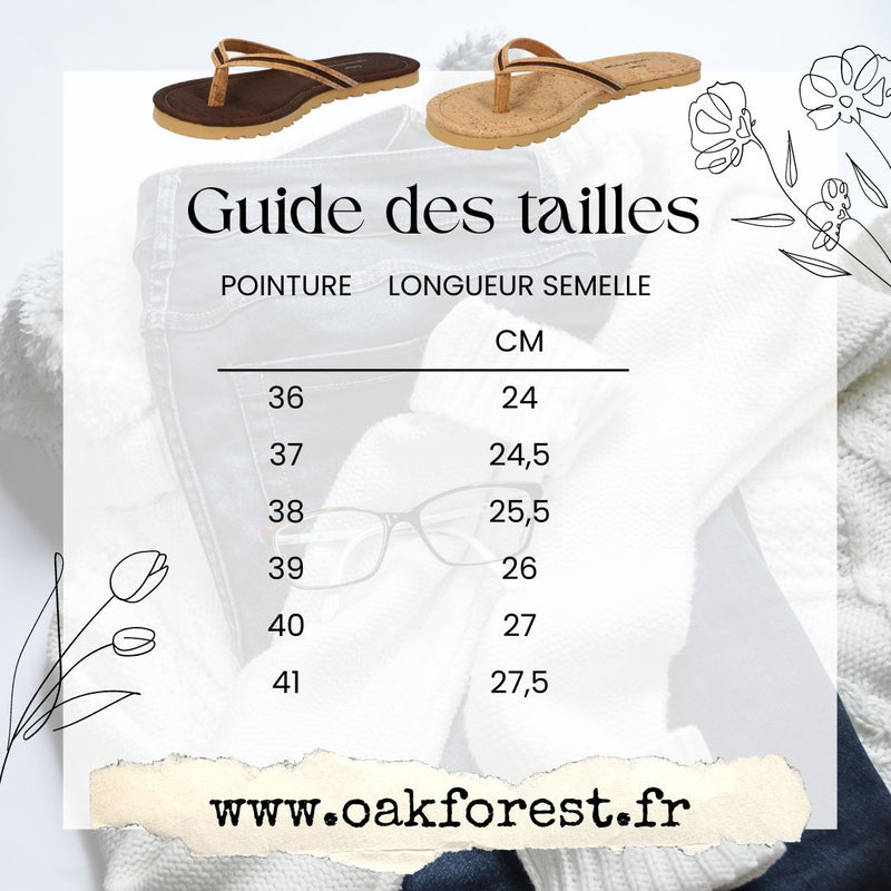 Tongs en liège marron - Claquettes en liège naturel