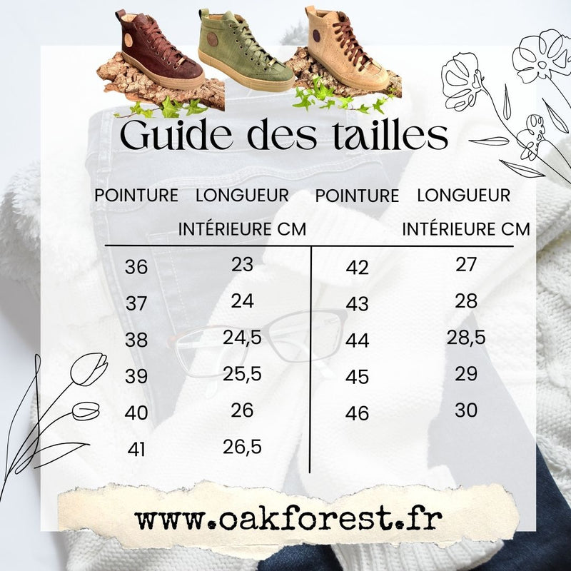 Chaussures Vegan Resistantes Baskets montantes en liege Kaki Oak Forest