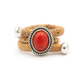 Bague en liège naturel "Aztek Rouge"