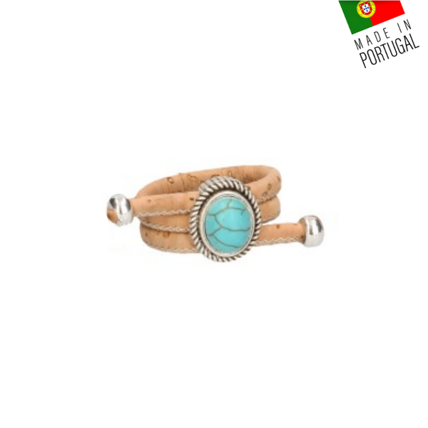 bague en liege turquoise - bague en liège - bague femme naturel - bague cuir végétal - bague vegan tendance - idée cadeau fêtes des mères - bague pas cher - bague liège du portugal - bague en bois - bague femme eco responsable