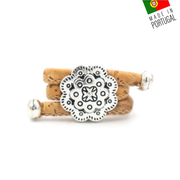 Bague en liège naturel "Fleur Inca"