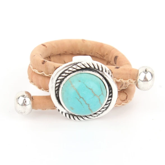 Handmade cork ring “La turquoise”