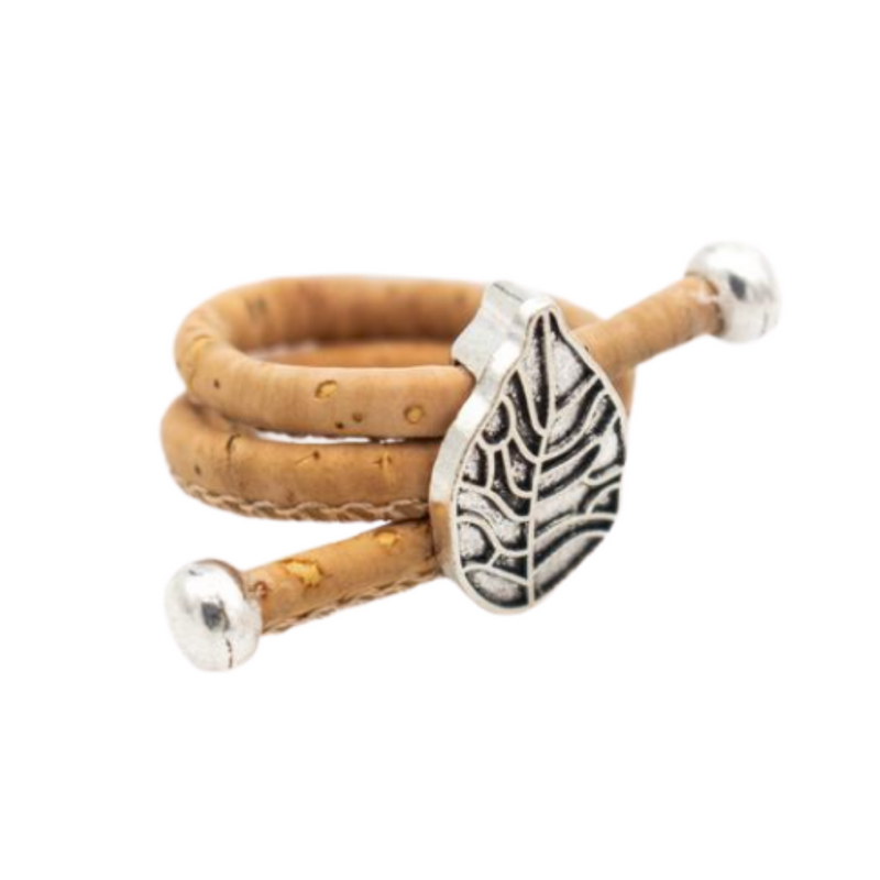 Bague en liège artisanal "Feuille"