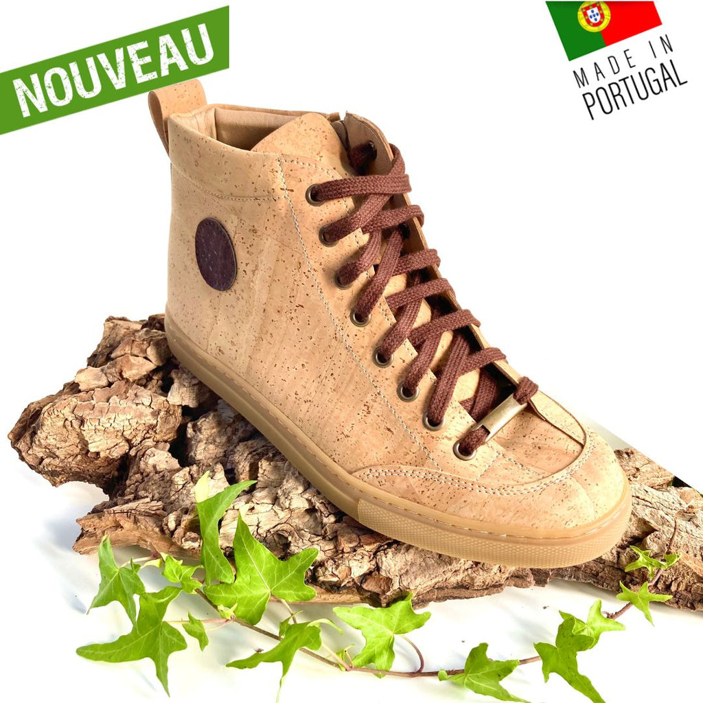 🪴Chaussures Vegan & Résistantes💪- Baskets montantes en liège Marron – Oak  Forest