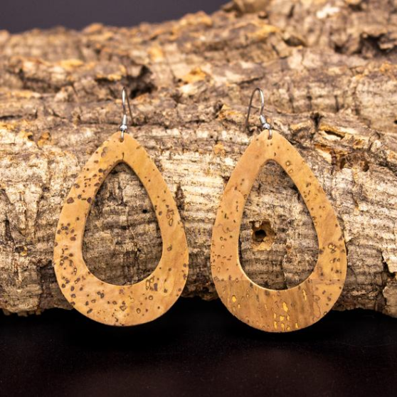 Boucles d'oreilles en liège naturel "Goutte d'eau"