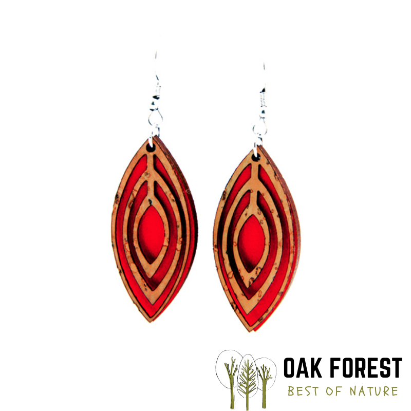 Cork &amp; cork wood earrings “Inca Leaf”