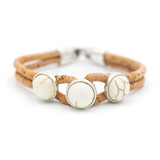 bracelet en liège perles blanches