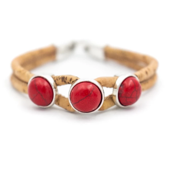 bracelet en liège rouge