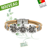 bracelet liege - bracelet femme vegan - bracelet fleurs femme - bracelet fantaisie - idée cadeau femme - saint Valentin 