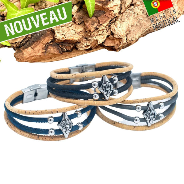 bracelet liege vegan - bracelet femme liege - bracelet liège portugal - bracelet fantaisie liège - bracelet liège cadeau - bracelet cuir végétal - bracelet liege made in France