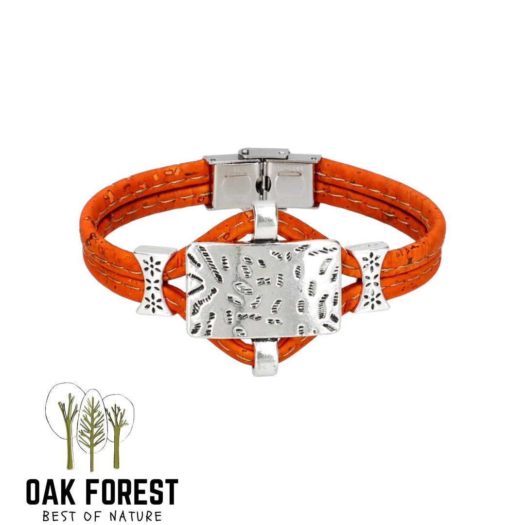 Korkarmband „Rechteckfarbe“ – Veganes Damenarmband