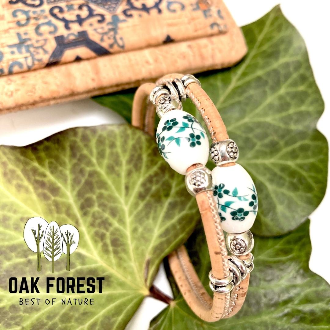 bracelet liege femme pas cher - bracelet liege fleuri - bracelet liège pour femme - bijoux en liège fleuri - bijoux femme portugal - idée cadeau fête des mères - bracelet fille vegan
