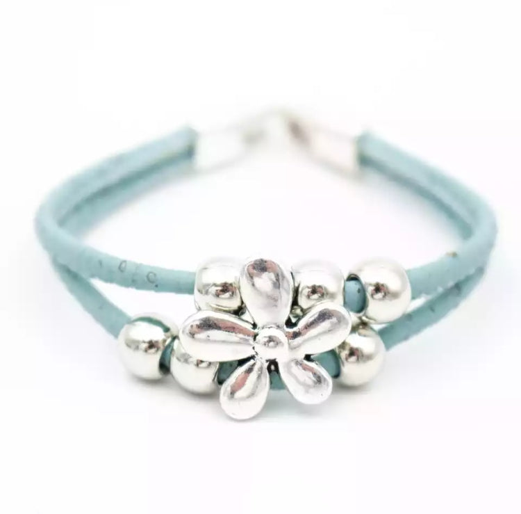 Bracelet liège naturel "Flower" color edition