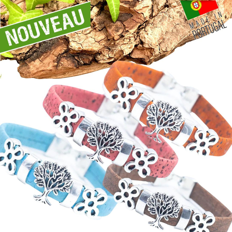 bracelet arbre de vie - bracelet liege vegan - bracelet vegan arbre de vie - bracelet cuir vegetal - bijou vegan arbre de vie - bijou fantaisie femme - bracelet femme vegan liege - bracelet liege portugal - bracelet idée cadeau - bracelet pas cher femme