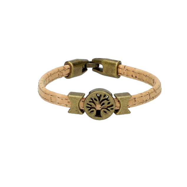 Handgefertigtes „Kupferbaum des Lebens“-Korkarmband - Baum des Lebens-Armband