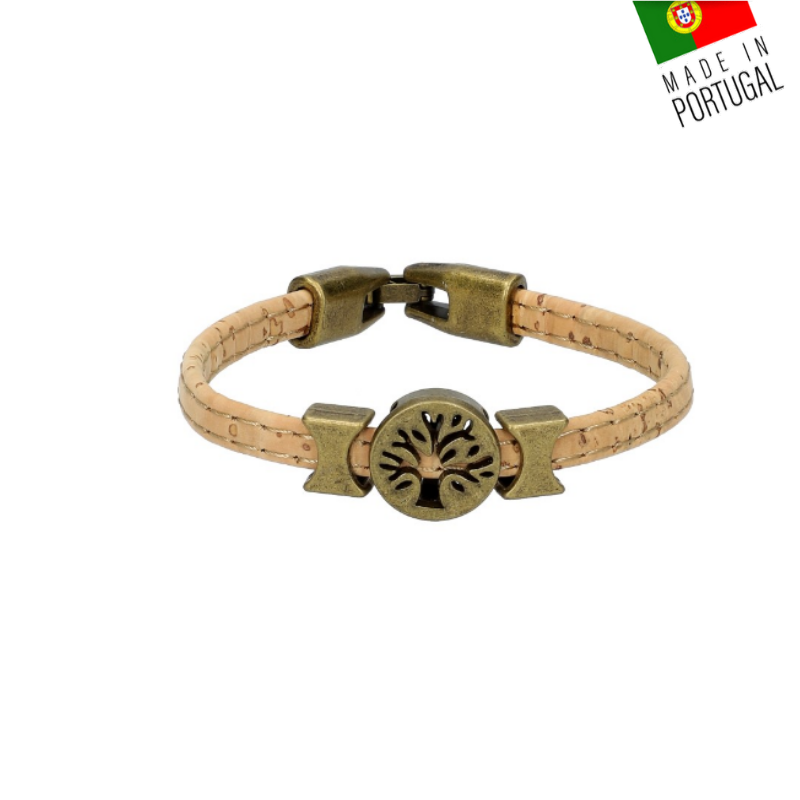 Handgefertigtes „Kupferbaum des Lebens“-Korkarmband - Baum des Lebens-Armband