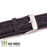 bracelet montre noir vegan en liege - bracelet noir cuir végétal - bracelet pour montre en liege