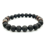 Bracelet lava beads and wood