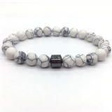 White natural stone beaded bracelet