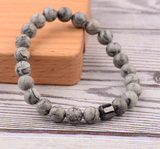 Gray natural stone beaded bracelet