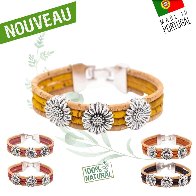 bracelet perle liège - bracelet liege portugal - bracelet  femme liege - bracelet liege made in france - Bracelet en liège portugal