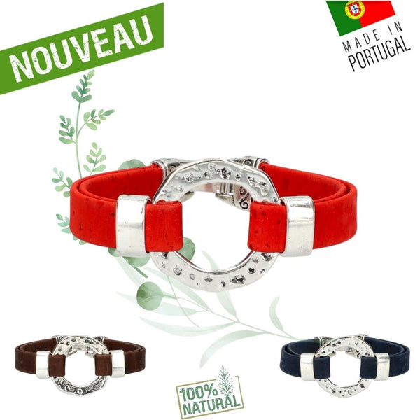 bracelet liege femme vegan - bracelet en liege - bracelet liège portugal - bracelet liège noir et or - bracelet femme noir or - bracelet en liège vegan - bracelet chic en liège